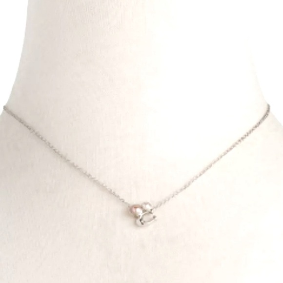 COACH Signature Sculpted C Pendant Silver Necklace with Cluster Pearls 16” + 2” - Picture 2 of 5